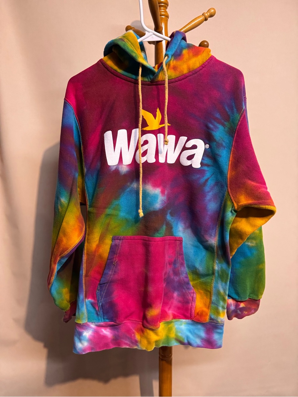 Vintage Wawa Tie-Dye Hoodie in Vibrant Multicolor Mens Size Small